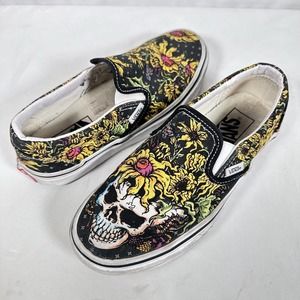 VANS Classic Beauty Skull Mens 4 Womens 5.5 Canvas Slip On Skate Shoes 721356